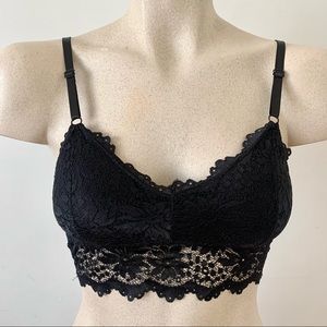 Black Lace Bralette Bra Top Festival sz XS